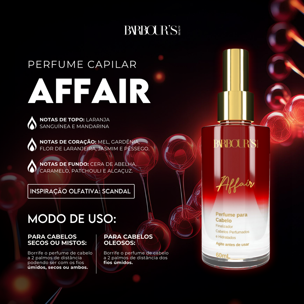 Perfume para cabelo / finalizador termoativo Affair